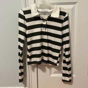 Striped green and white button up shirt!